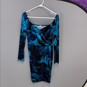 Elegant Blue Floral Dress